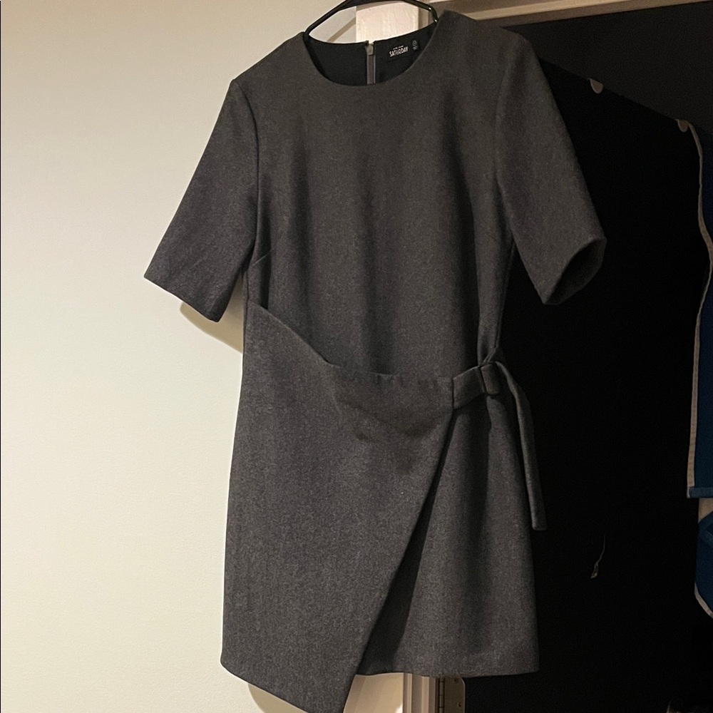 KATE SPADE Wool Blend Gray Wrap Mini Dress